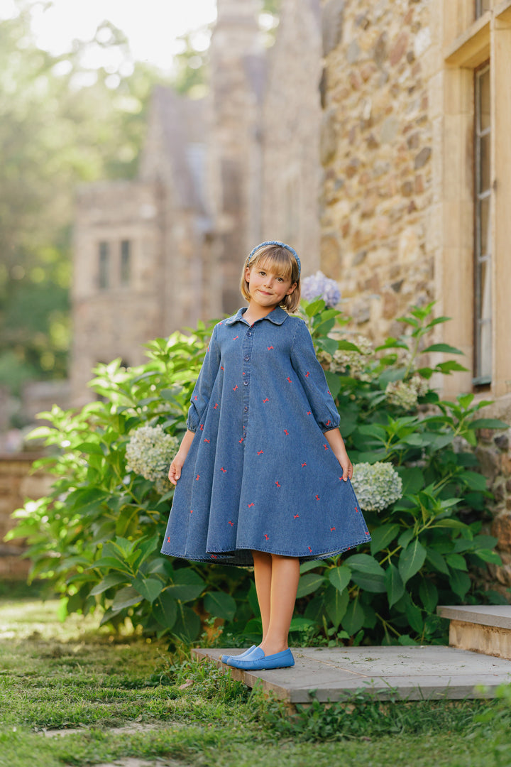 dress bow printed denim shirt style - denim