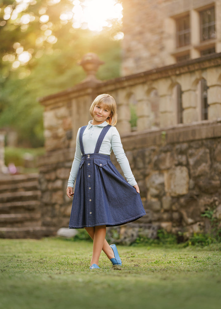 dress button down strap jumper - dark denim