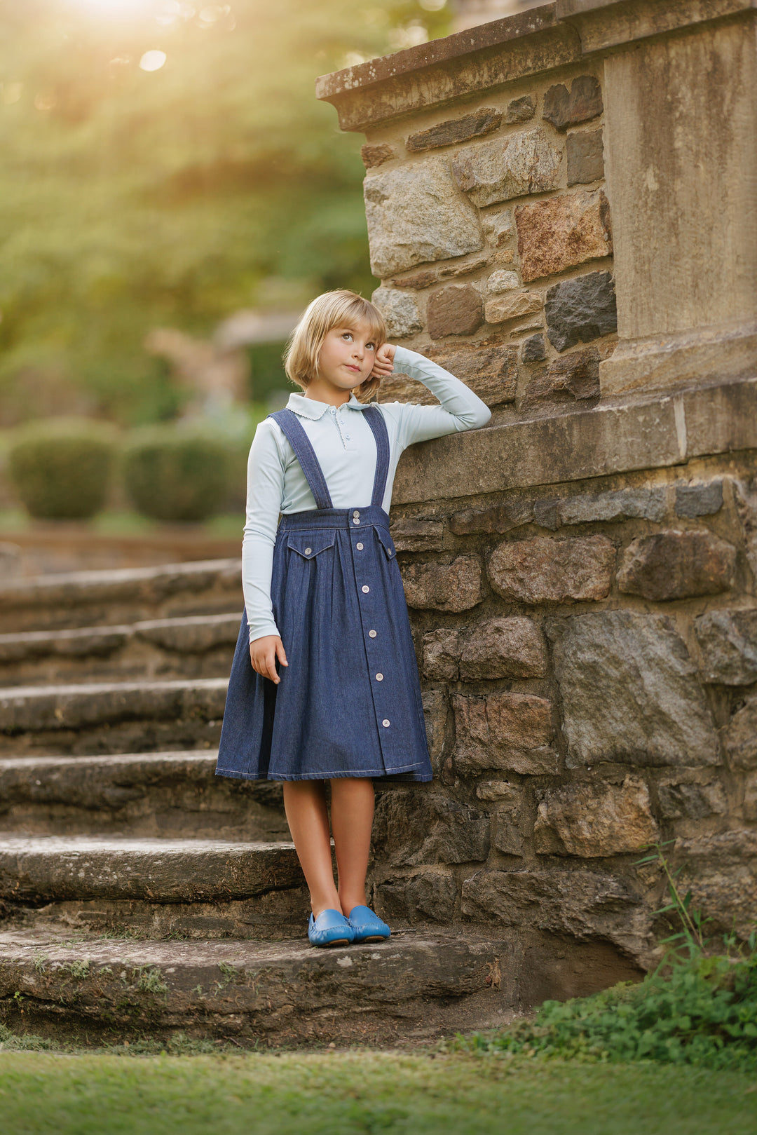 dress button down strap jumper - dark denim