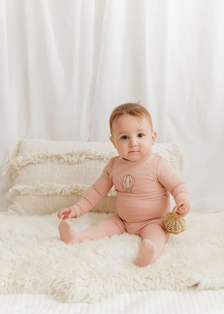 footie hot air balloon with bonnet - pink