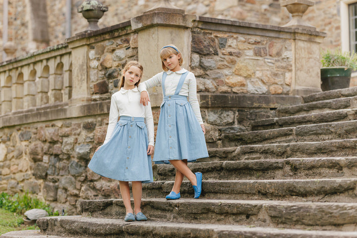 tee l/s scalloped collar - white