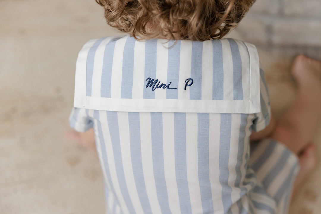 set outfit striped sailor shirt and shorts - blue/white