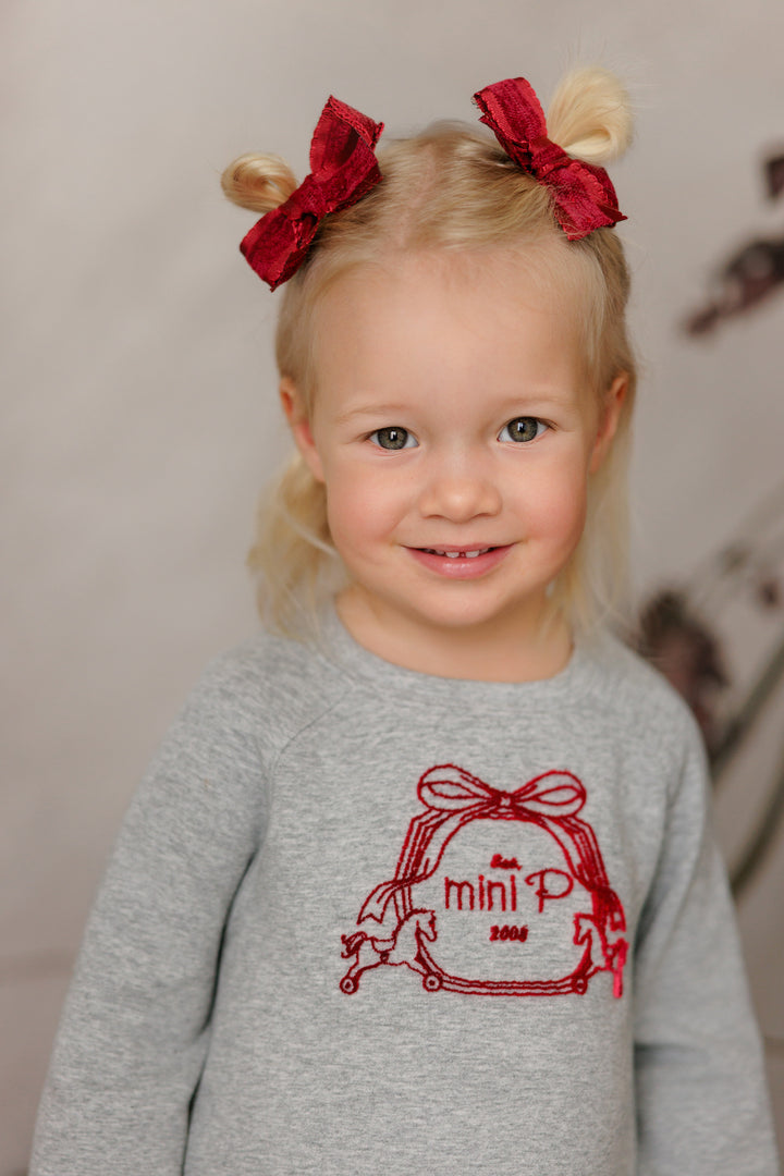 dress velvet logo sweatshirt - grey/red