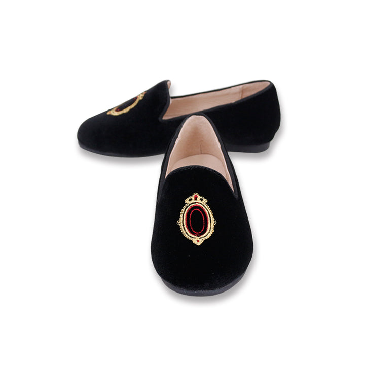 shoes gold emblem loafer - black