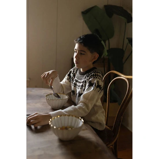 top l/s fairisle horse sweater - cream/black