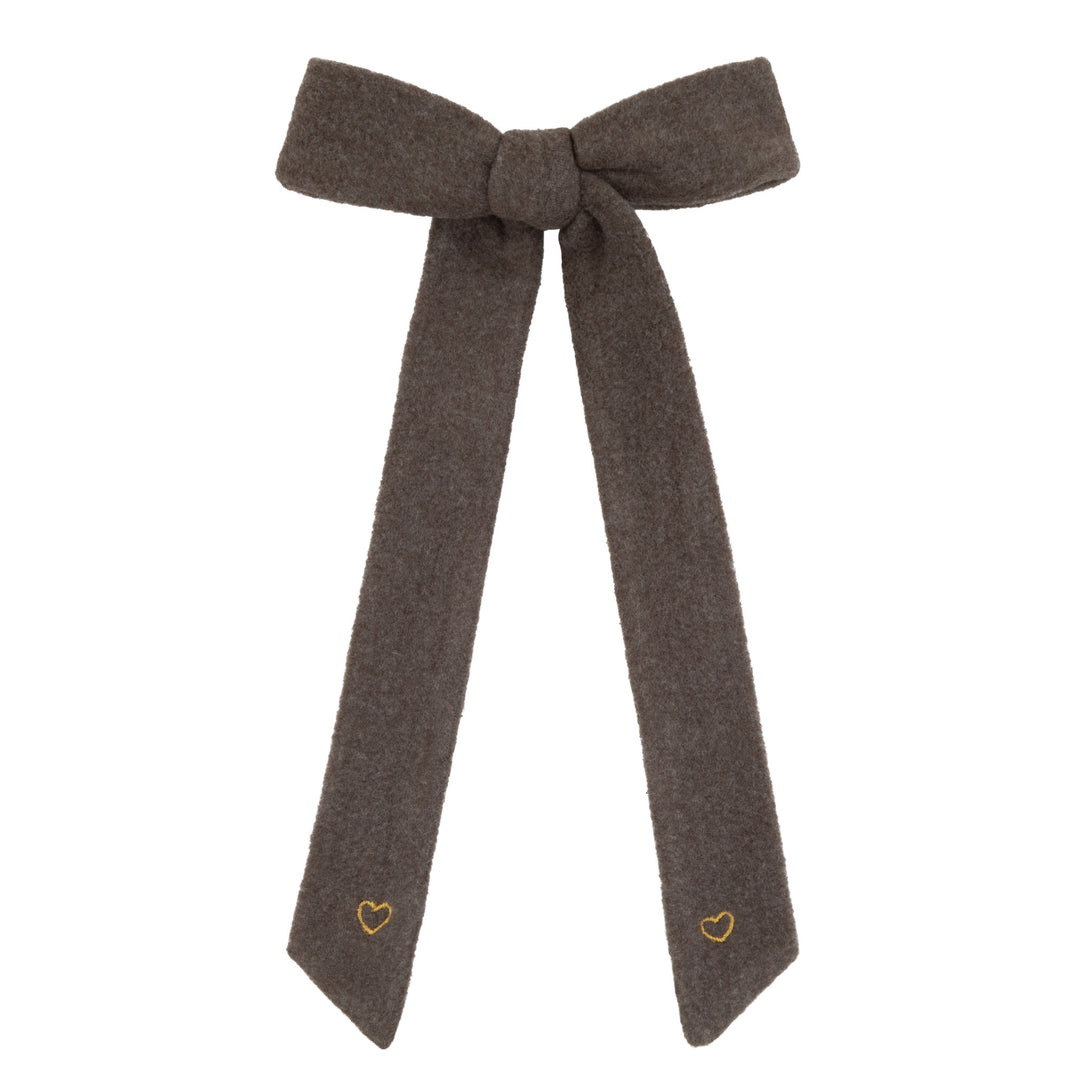 clip little heart bows - brown