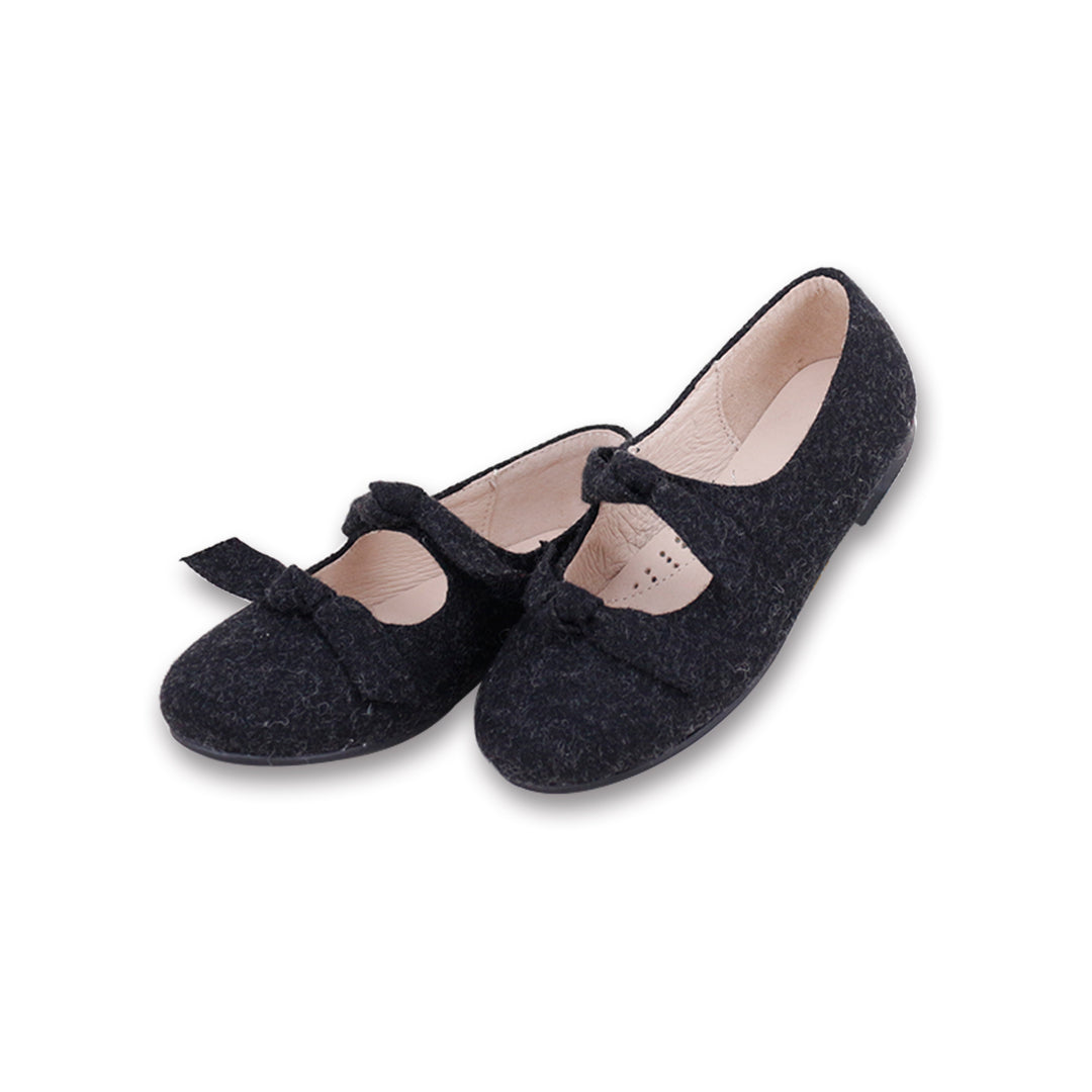 shoes double bow mary jane wool - grey/black