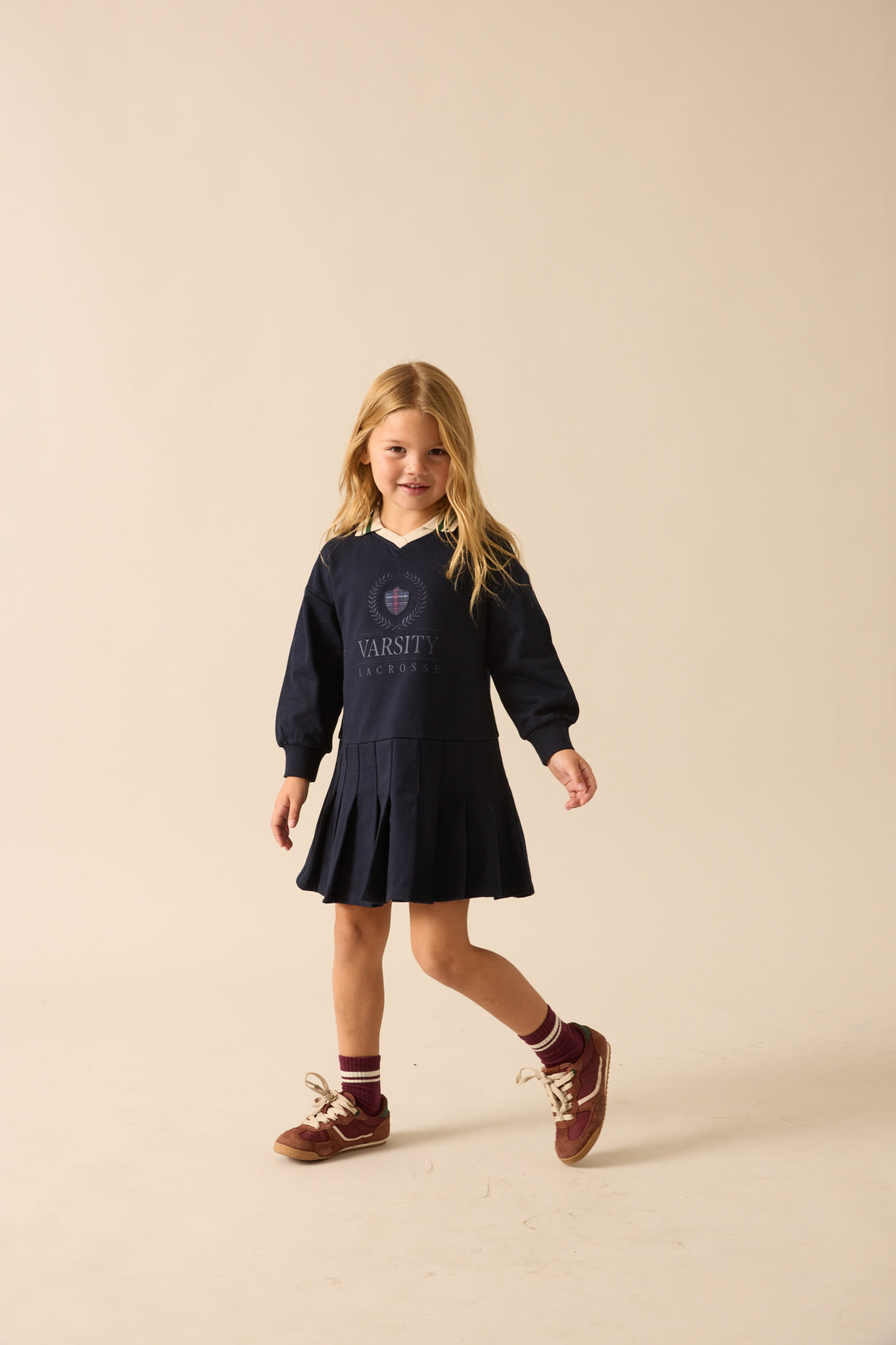 dress fan club sweat pleated with collar - navy/green