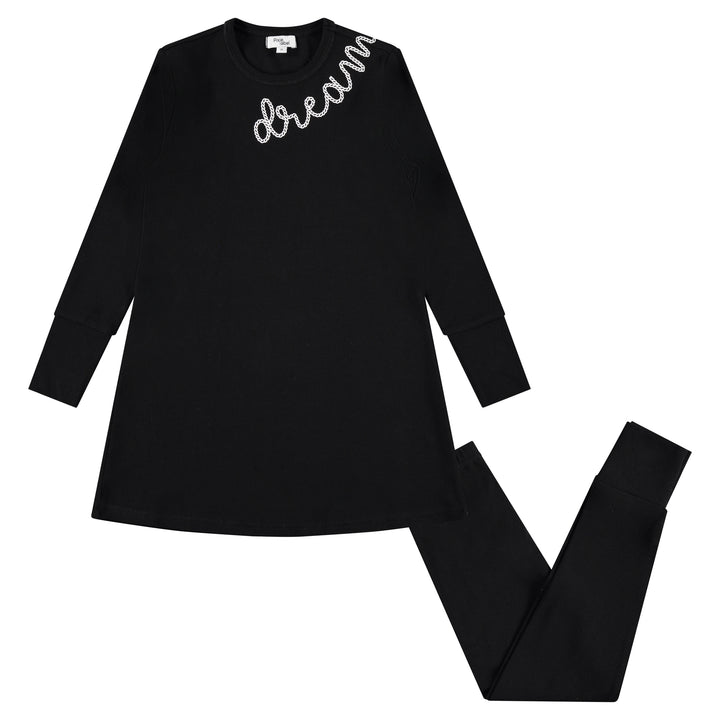 pajamas dreamer tunic top and pants - black