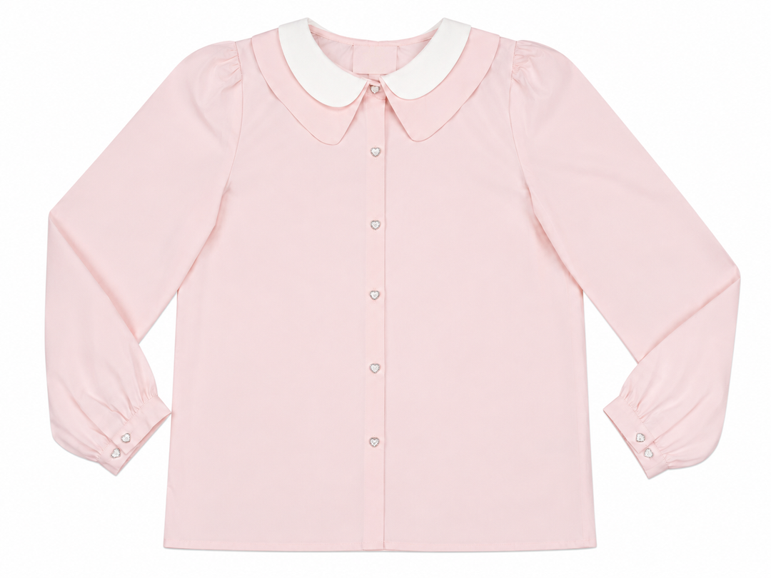 shirt l/s taffeta double collared blouse - champagne