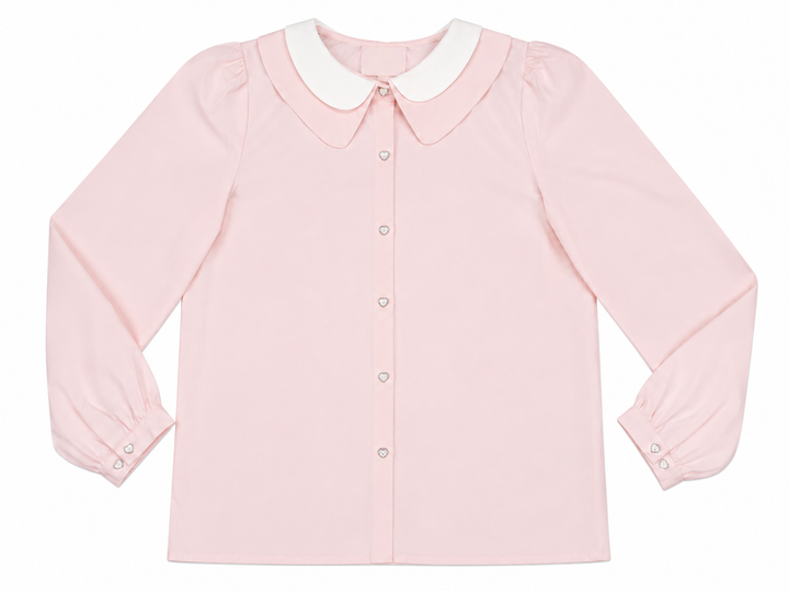 shirt l/s taffeta double collared blouse - champagne