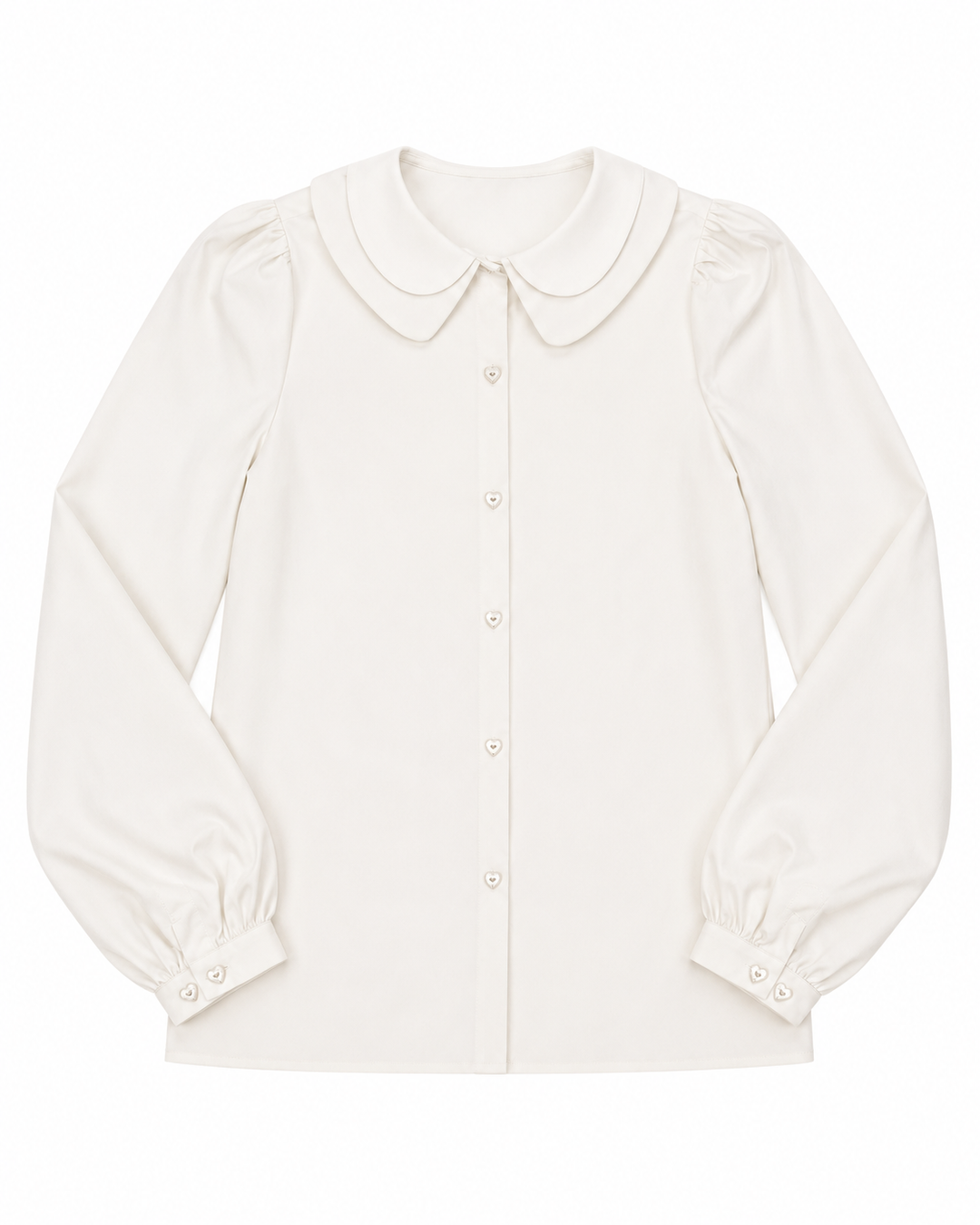shirt l/s taffeta double collared blouse - cream