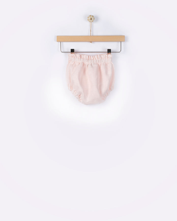set outfit linen frill shirt and bloomer - marshmallow pink