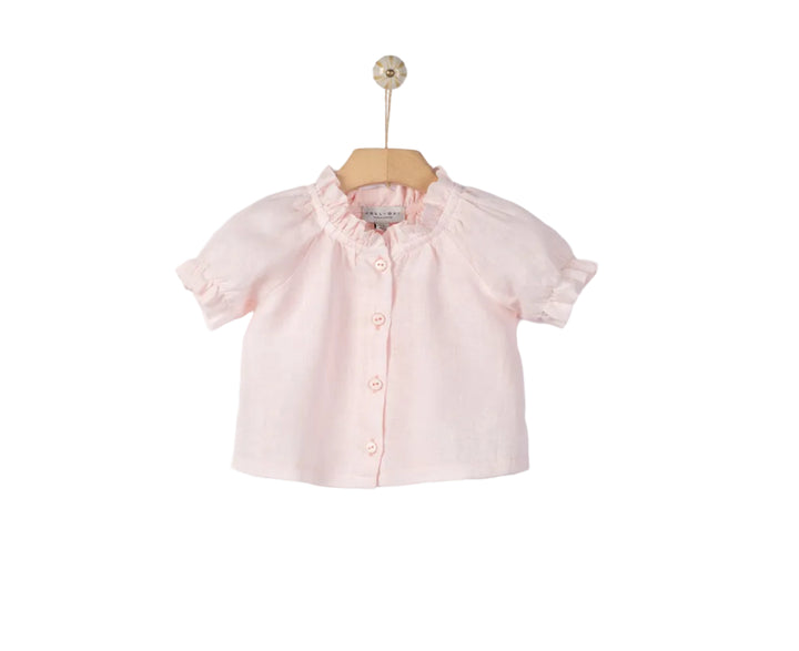 set outfit linen frill shirt and bloomer - marshmallow pink