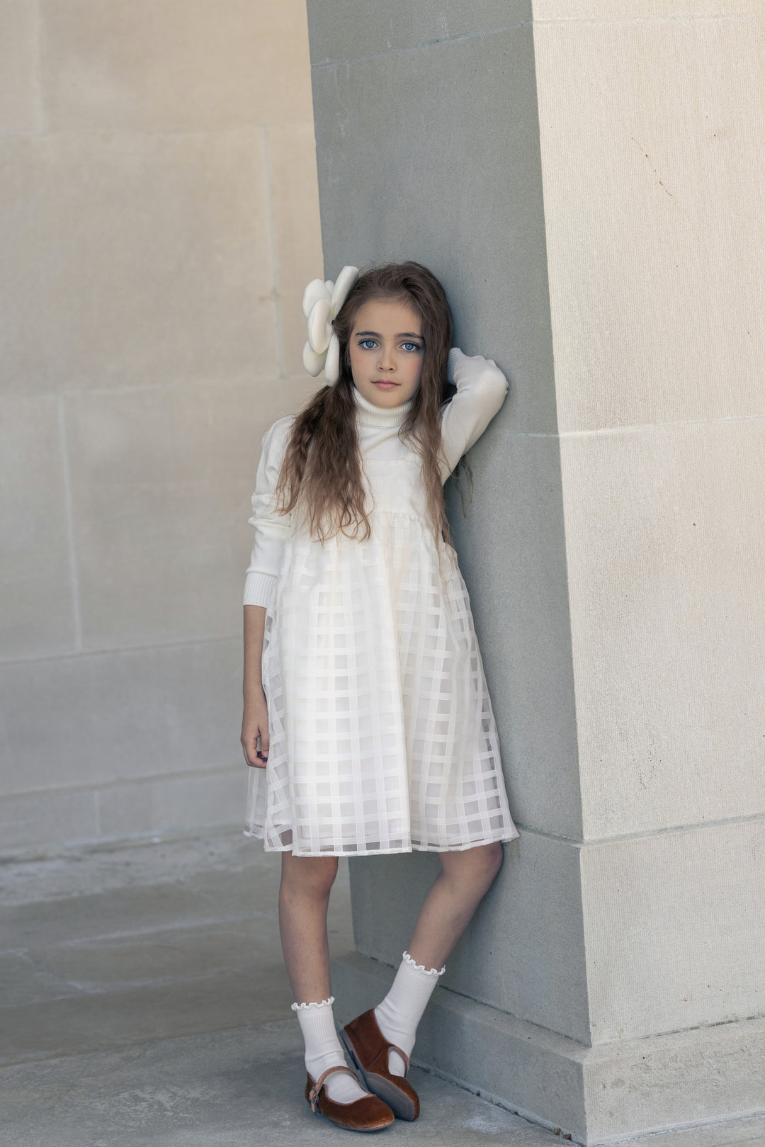 dress mesh grid jumper - cream