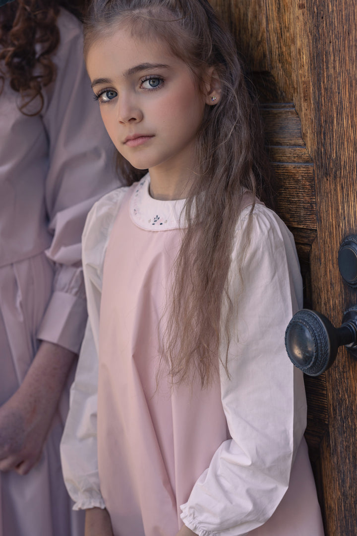 dress taffeta scalloped hem jumper with blouse - champagne