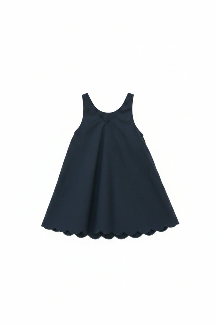 dress taffeta scalloped hem jumper with blouse - black