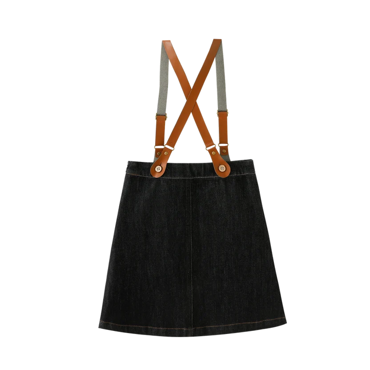 skirt suspender - black denim