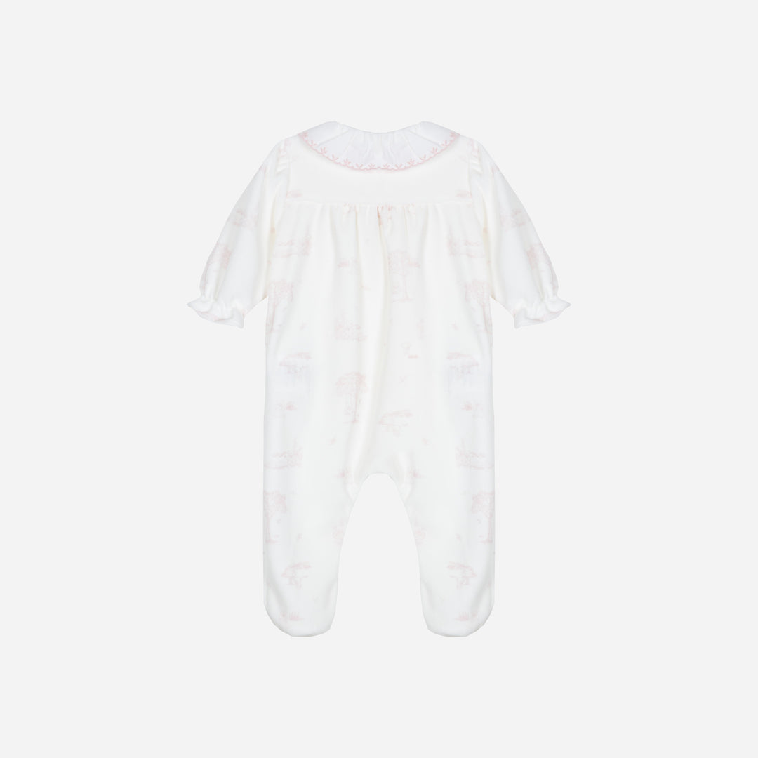set footie velour toile print with beanie and blanket - sweet pink-895