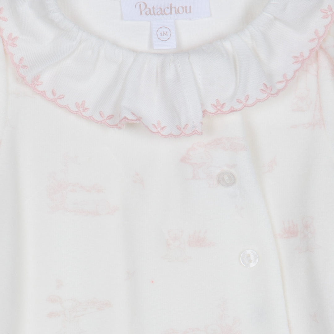 set footie velour toile print with beanie and blanket - sweet pink-895