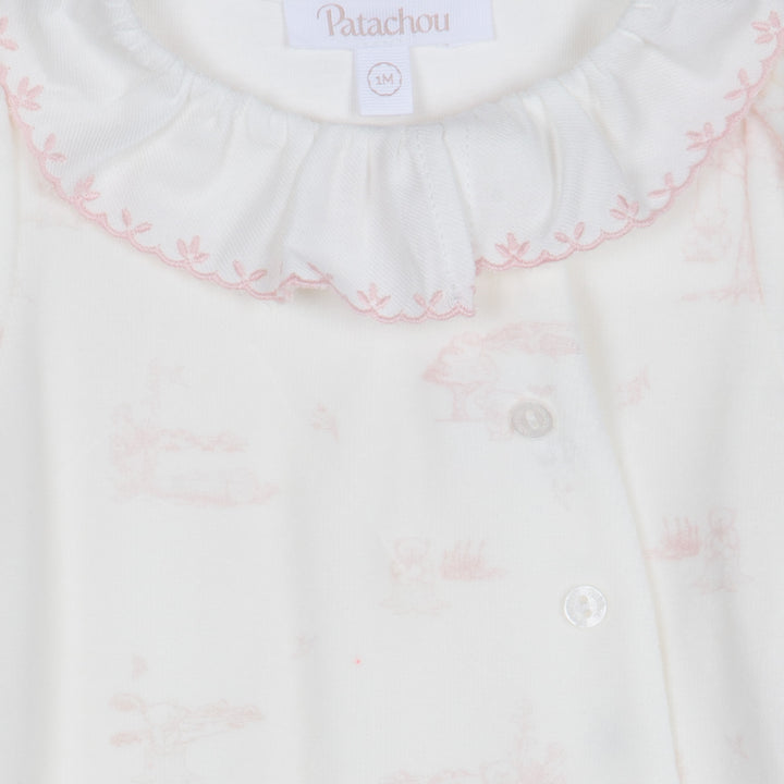 set footie velour toile print with beanie and blanket - sweet pink-895