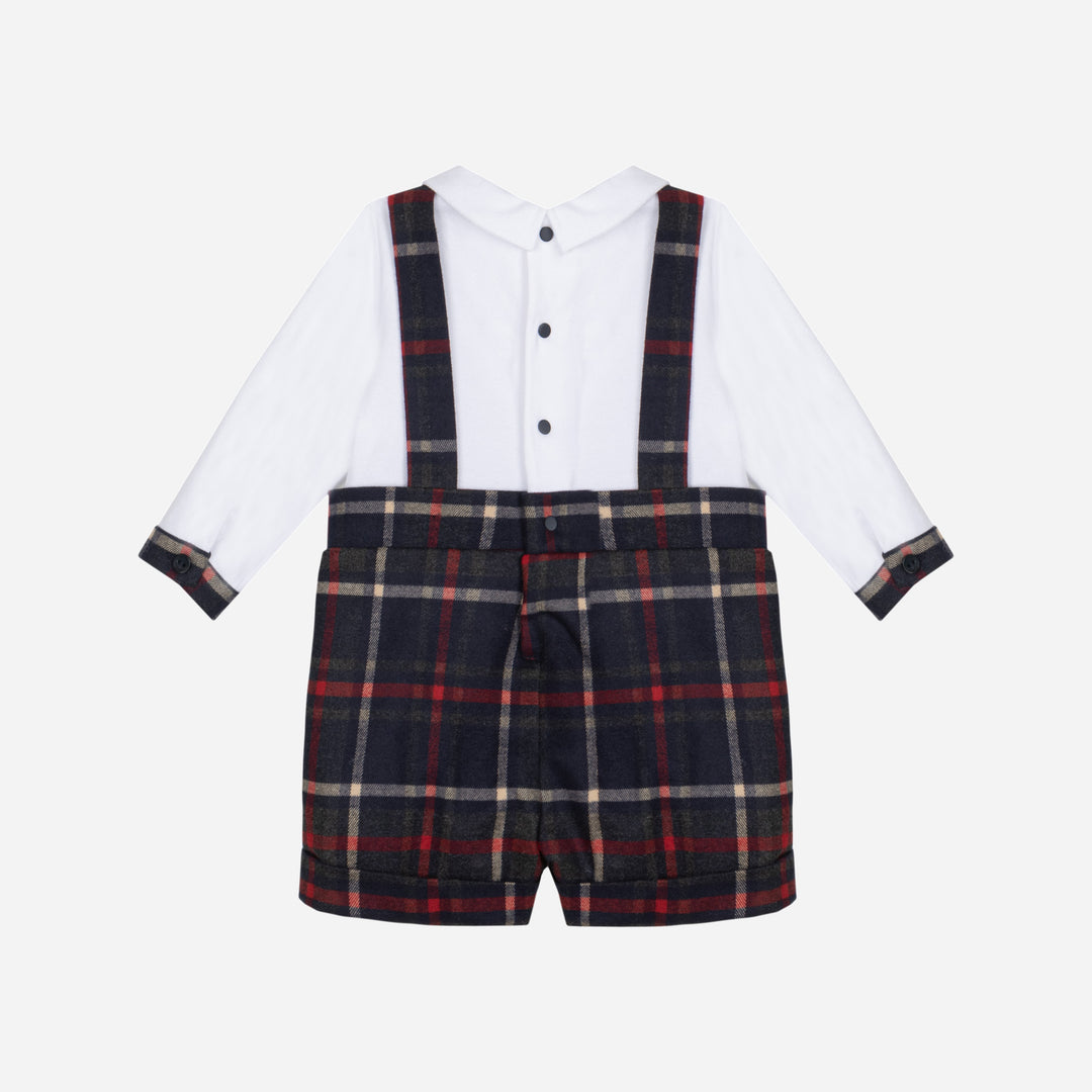 one piece plaid suspender shorts with attached blouse - balmoral tartn-z0133