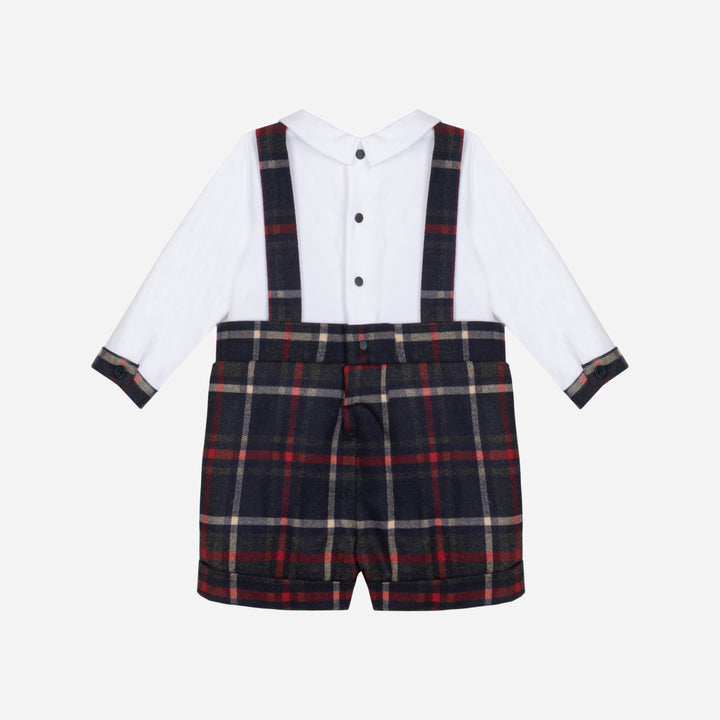 one piece plaid suspender shorts with attached blouse - balmoral tartn-z0133