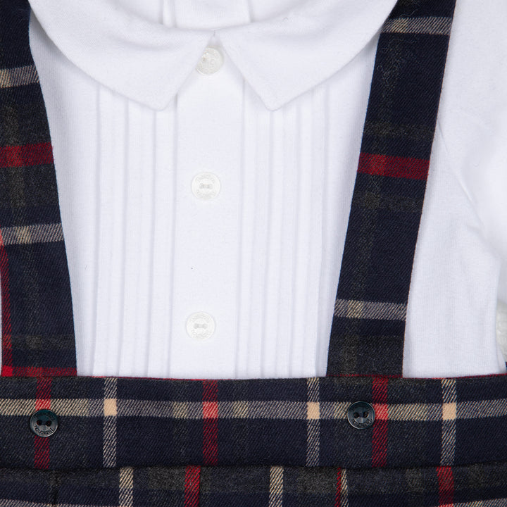 one piece plaid suspender shorts with attached blouse - balmoral tartn-z0133