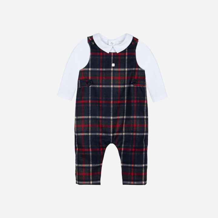 one piece plaid romper with attached shirt - balmoral tartn-z0133