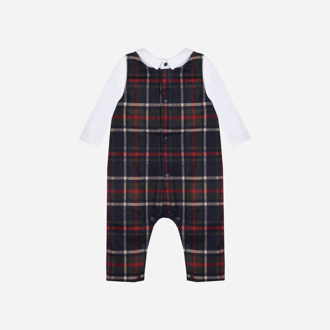 one piece plaid romper with attached shirt - balmoral tartn-z0133