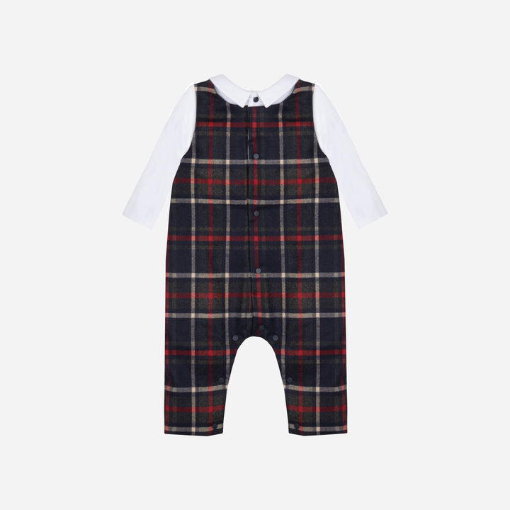 one piece plaid romper with attached shirt - balmoral tartn-z0133