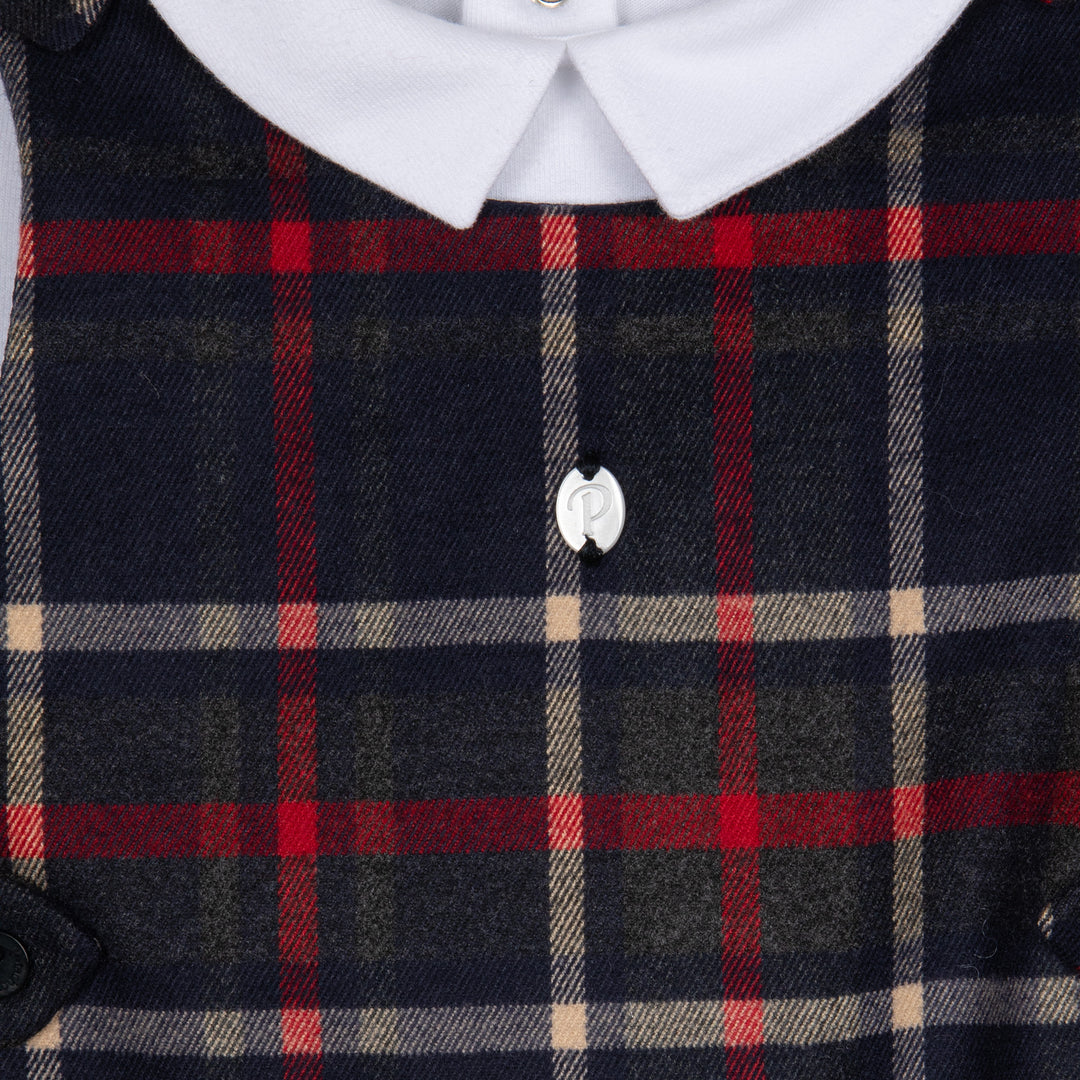 one piece plaid romper with attached shirt - balmoral tartn-z0133
