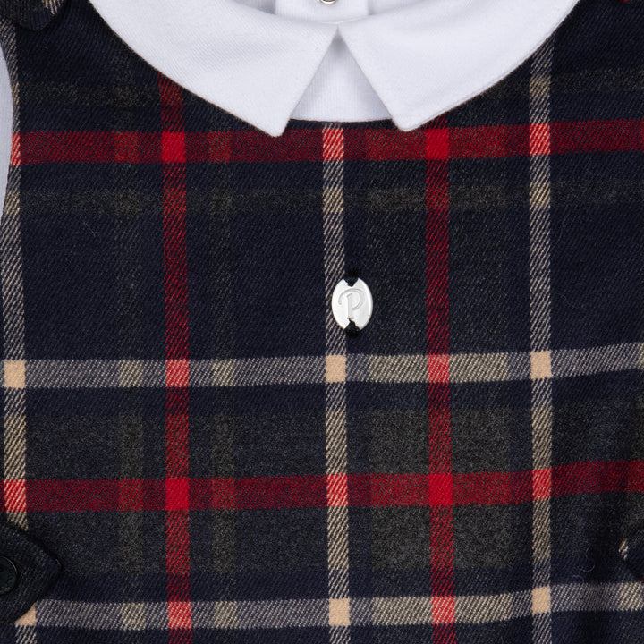 one piece plaid romper with attached shirt - balmoral tartn-z0133