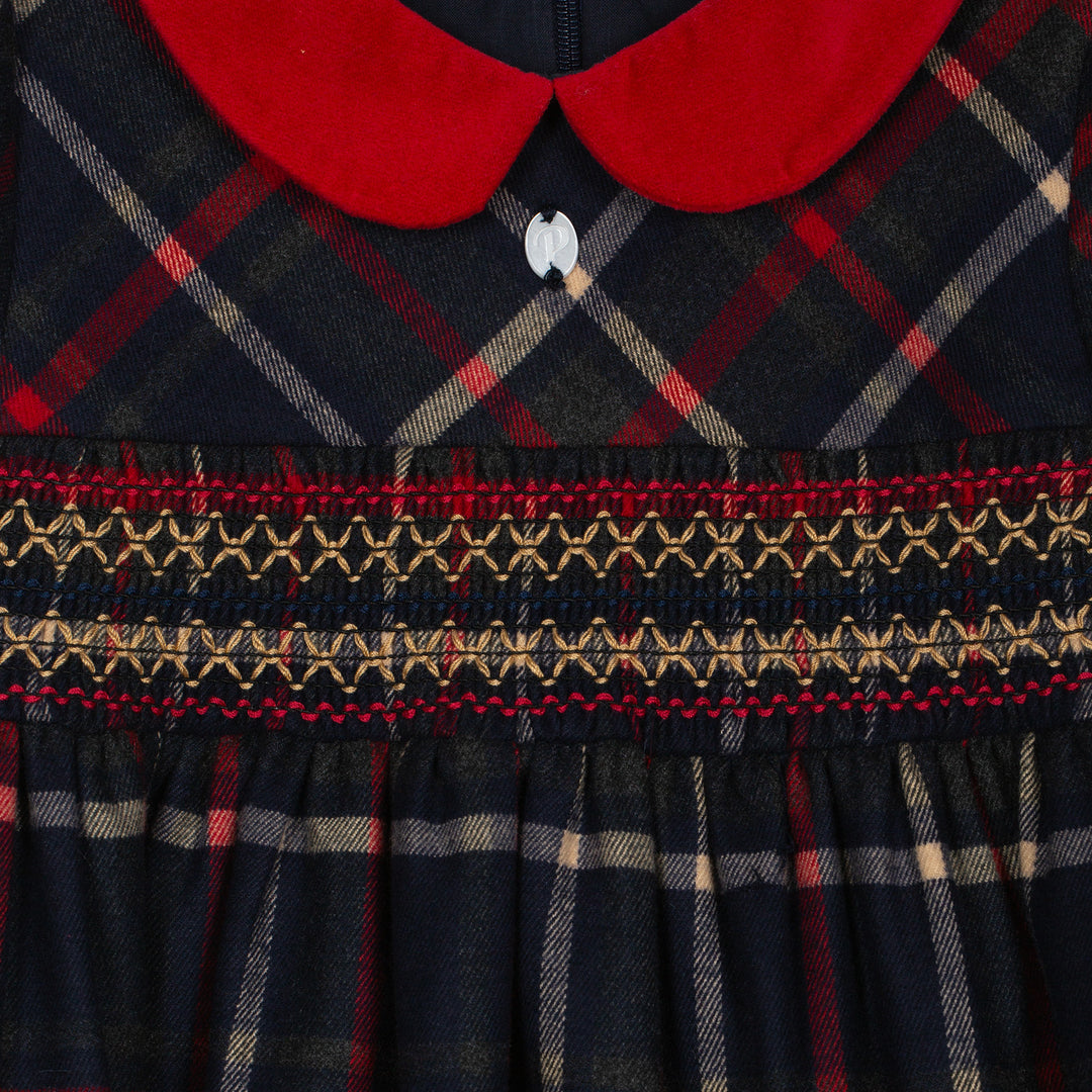 dress high waisted plaid embroidered with collar - balmoral tartn-z0133