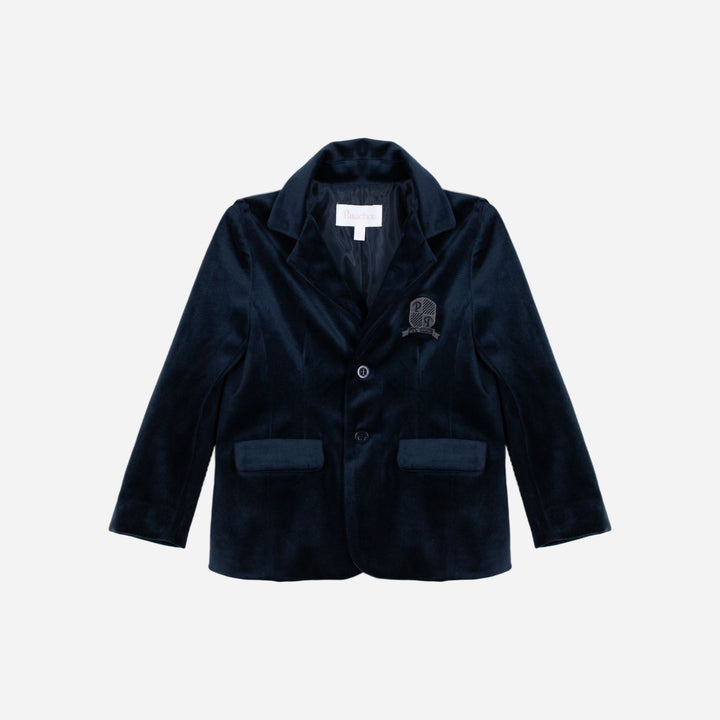 blazer velour emblem - marine-360