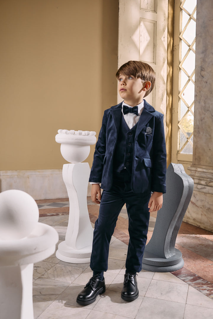 blazer velour emblem - marine-360