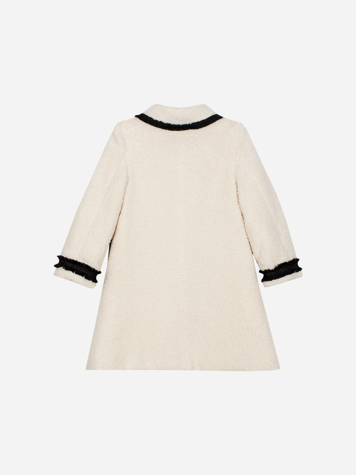 jacket long sherpa fringed trims - ivory-074