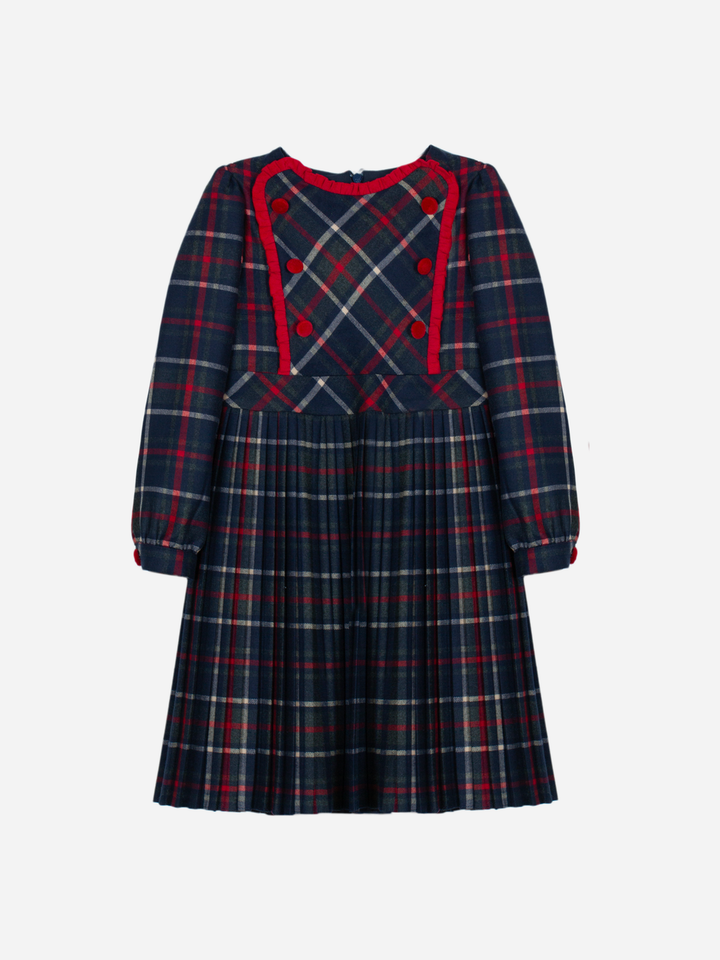 dress accordian pleated double breasted - balmoral tartn-z0133