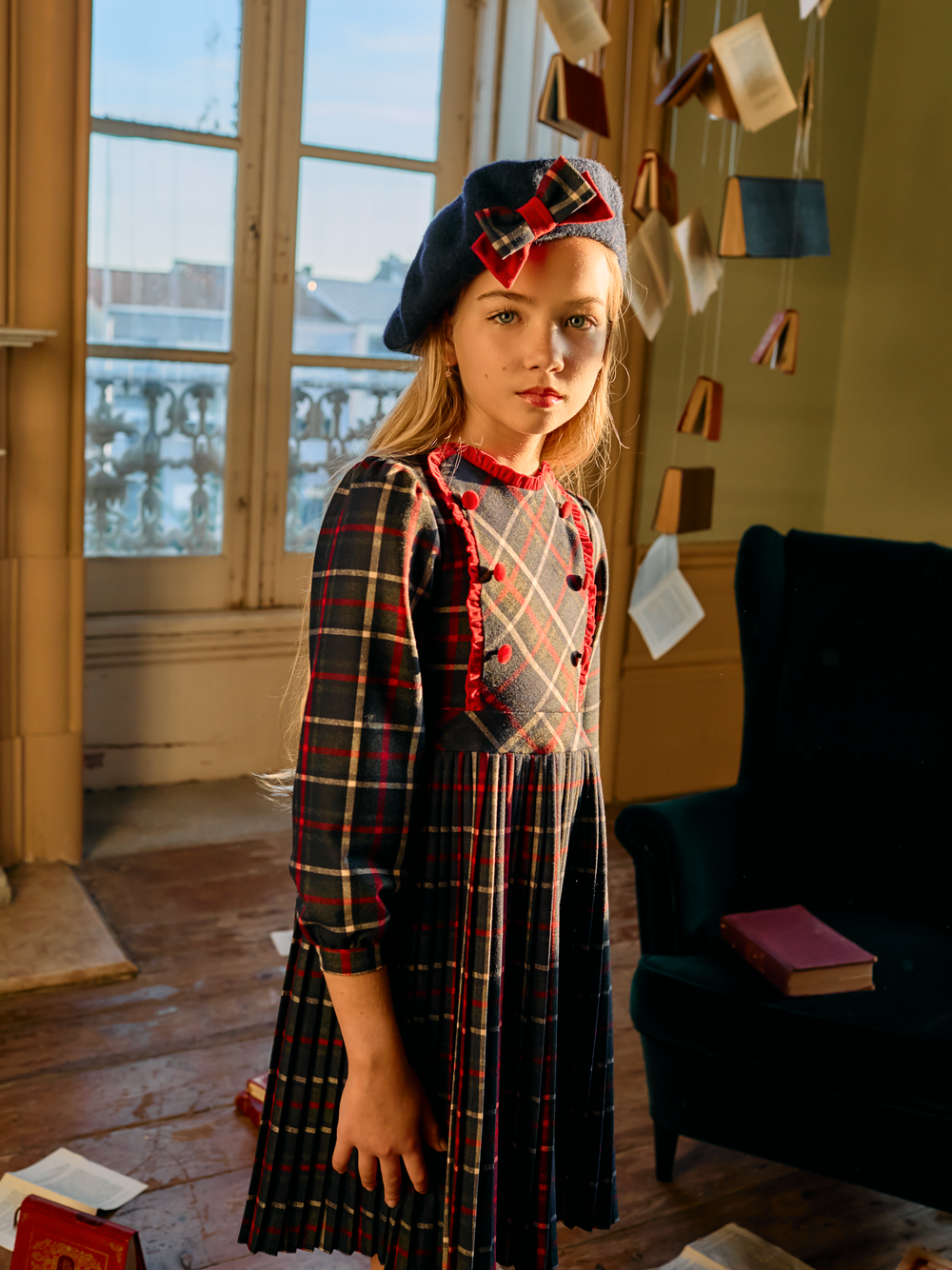 dress accordian pleated double breasted - balmoral tartn-z0133