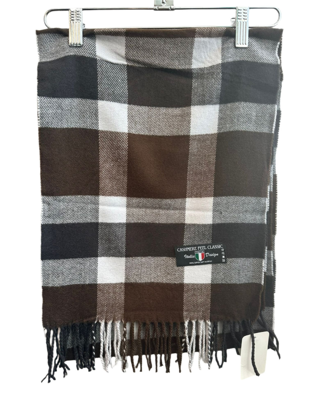 scarf acrylic - brown plaid-50-3