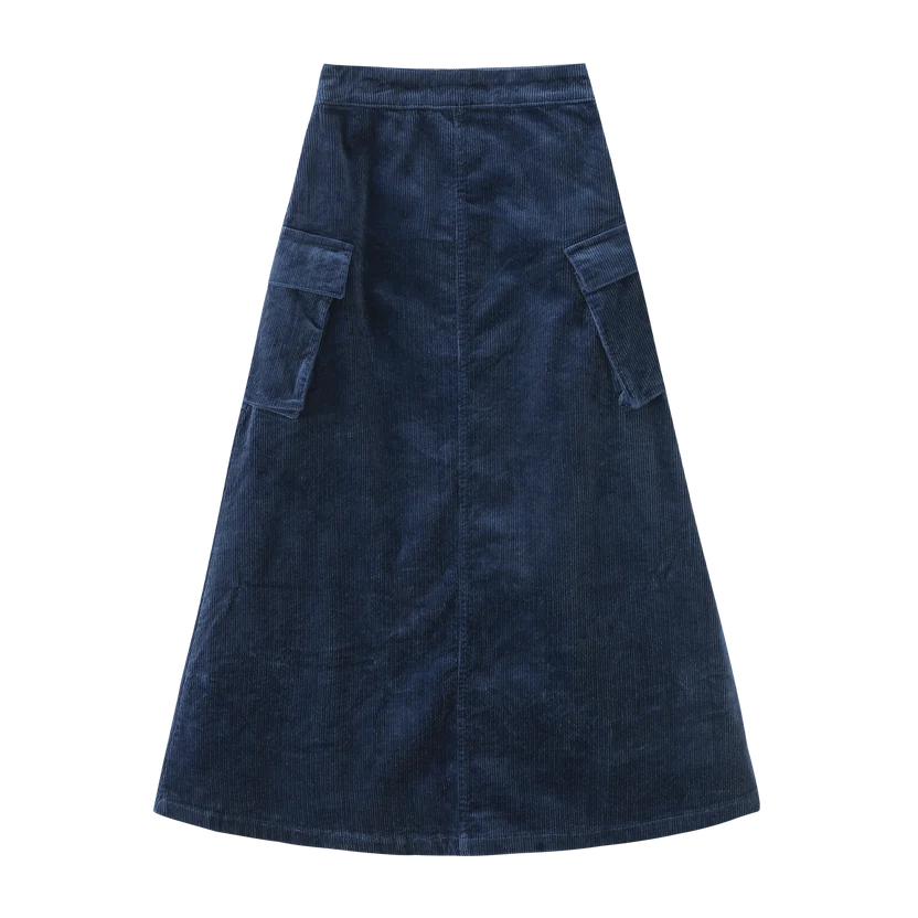 skirt corduroy with side pockets - royal blue