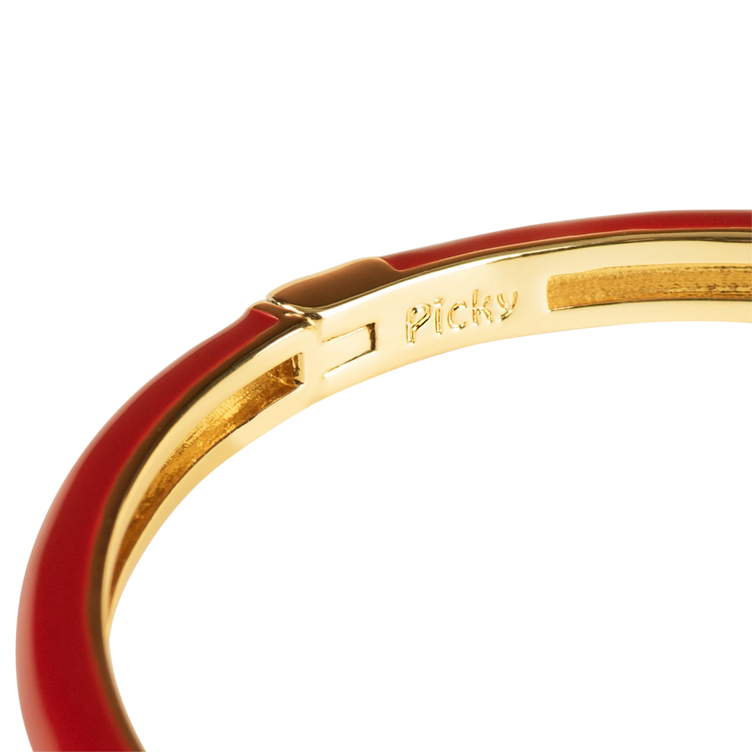 bracelet enamel bangle with heart - deep red