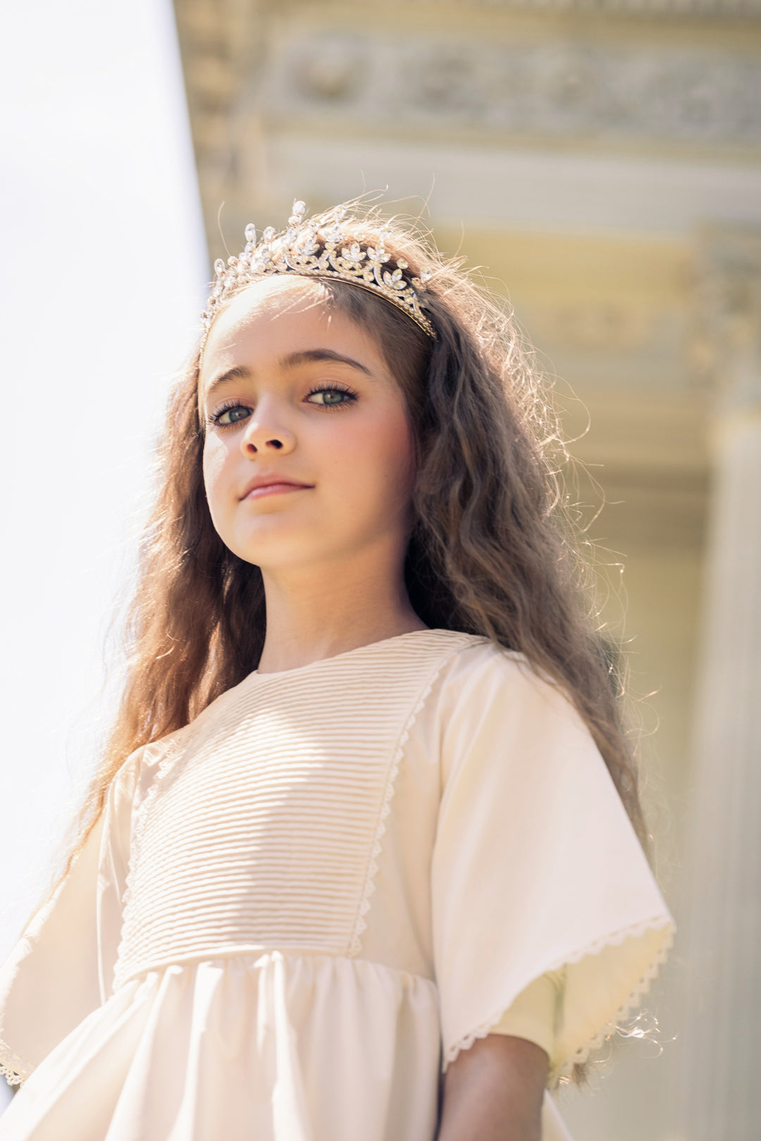 gown alice taffeta pintuck bib - ivory