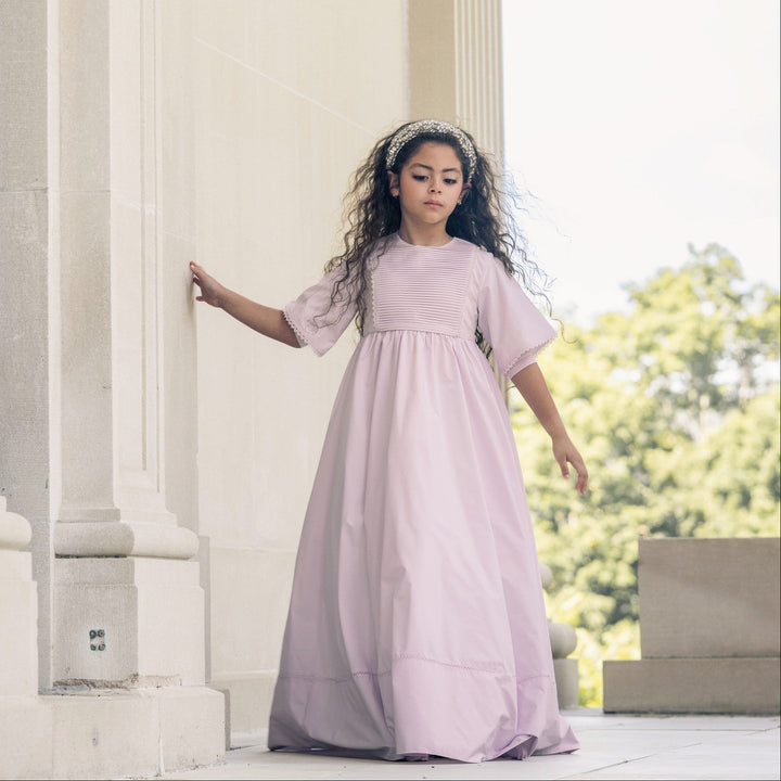 gown alice taffeta pintuck bib - pale lavender