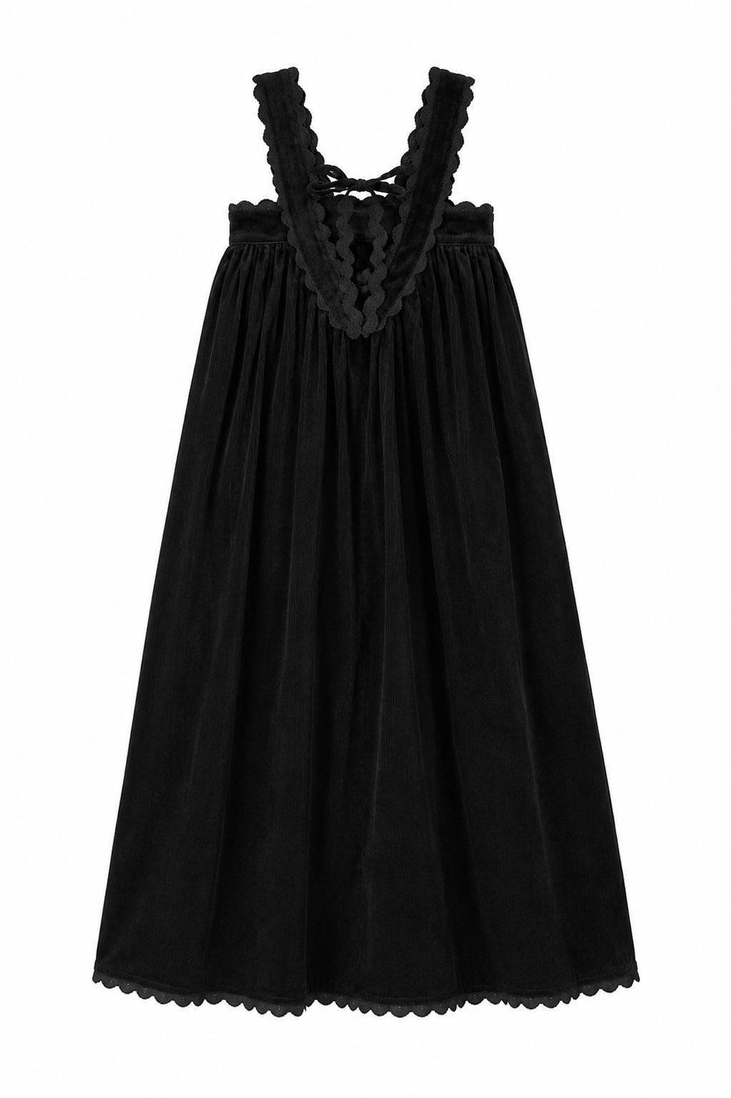 maxi dress velour corduroy ric rac trim jumper - black