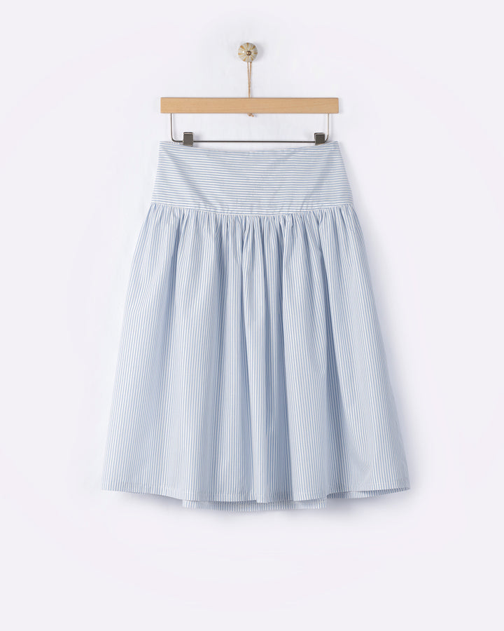 set outfit crop lurex striped shirt and skirt - white/blue