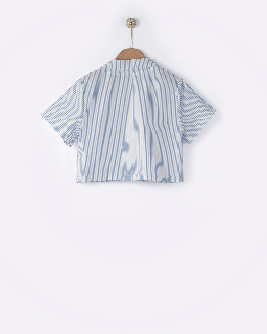 set outfit crop lurex striped shirt and skirt - white/blue