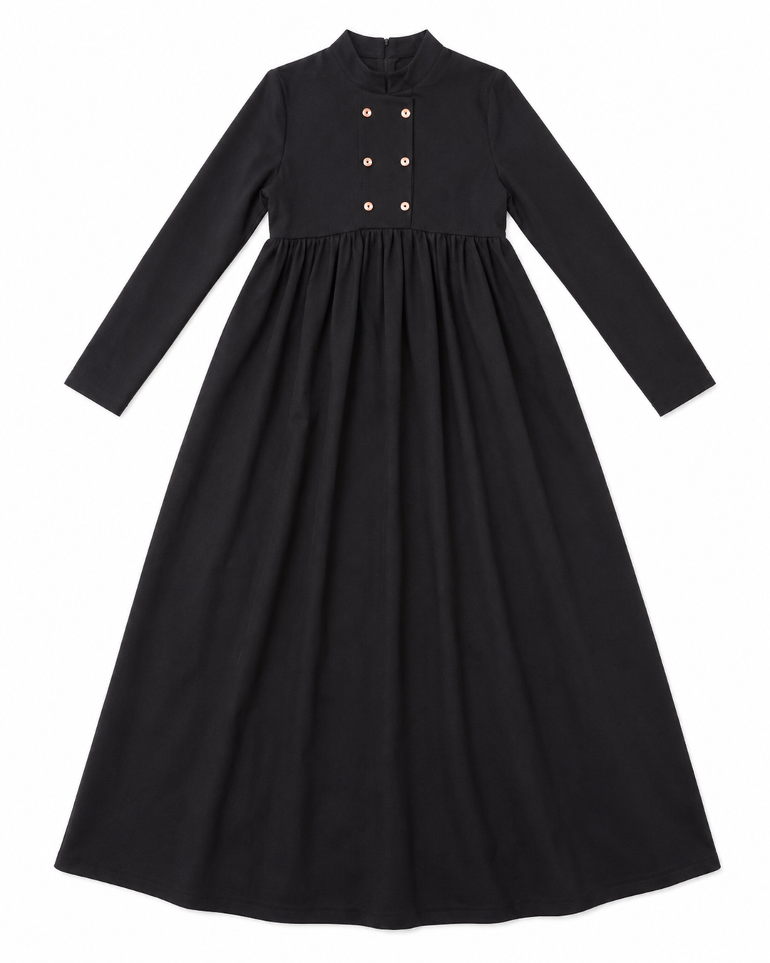 maxi dress double breasted look - black