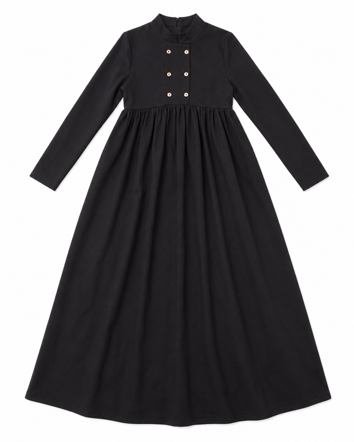 maxi dress double breasted look - black