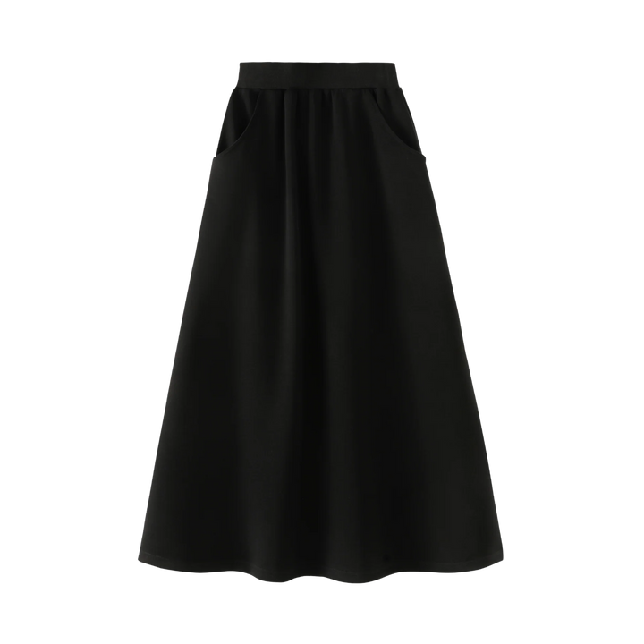 skirt midi with side pockets - black